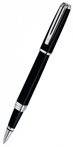 Ручка роллер WATERMAN Exception Slim (S0637070) Black ST (F) чернила: черный латунь посеребрение